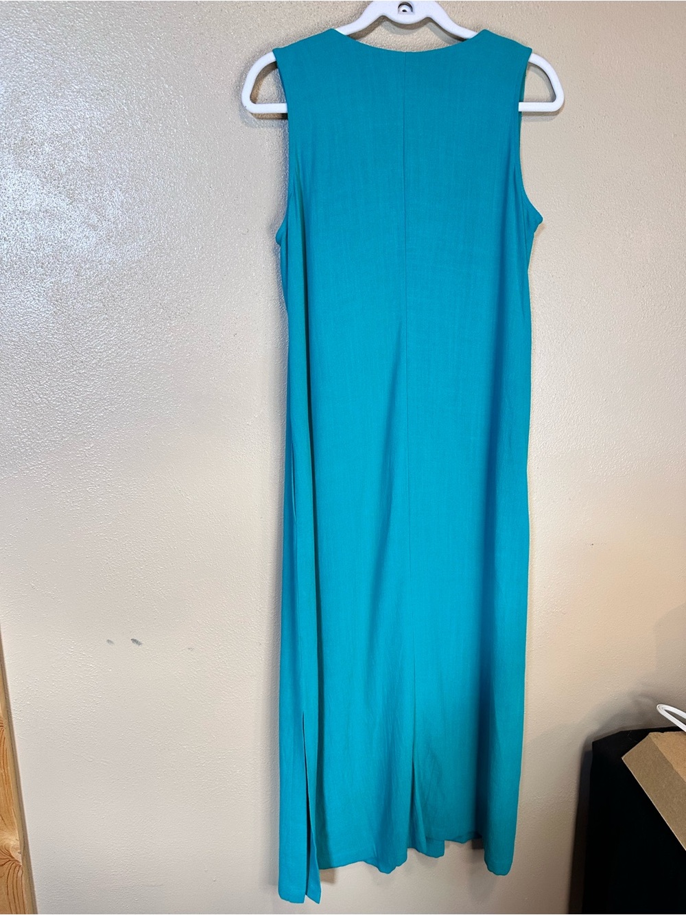 Susan Graver Sleeveless Teal Beach Maxi Dress with Embellished V-Neck - Picture 6 of 6